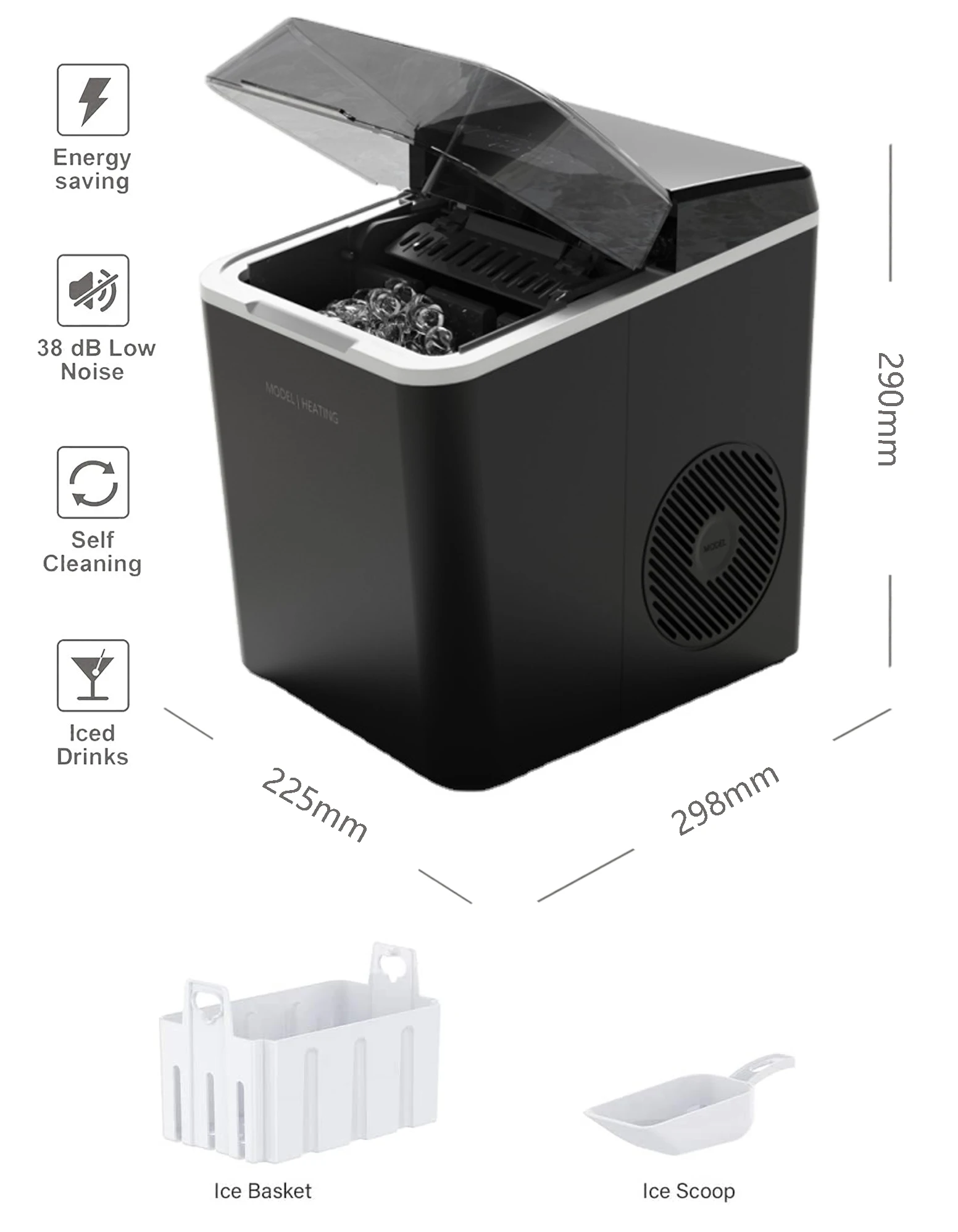 New Portable Kitchen Ice Maker Machine in White, Japanese Style-Small Bullet Ice Block Maker