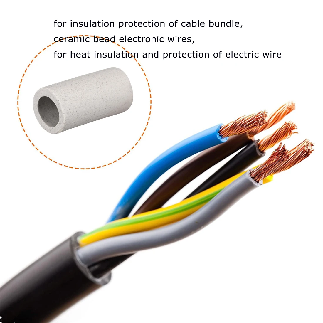 10mm Dia Ceramic Tube Insulated Electronic Wire Bundle Heat Insulation Protection Single Bore Insulating Pipe 30mm long 5/10Pcs ceramic insulation tube
