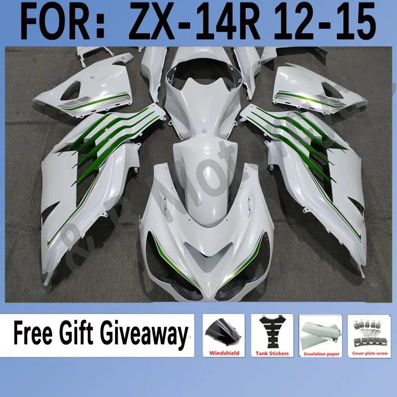 

Motorcycle Injection Fairings for KAWASAKI ZX-14R 12 13 14 15 ZX14R ZX 14R 2012 2013 2014 2015 Bodywork Fairings Set White Green