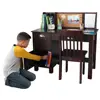 Wooden Child Study Desk with Chair Storage Organizer Bulletin Board Ideal Homework and Crafting 2