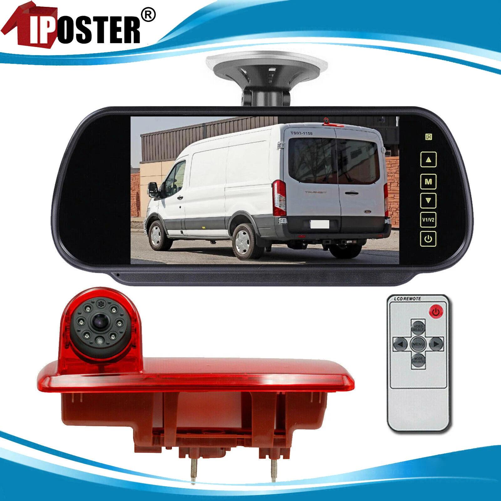 

iPoster HD 7'' Monitor with Clip Brake Light Reverse Camera For Vauxhall Renault Vivaro Opel Trafic Night Vision Waterproof IP68