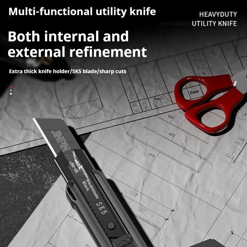 유핀 헤비 듀티 유틸리티 나이프 휴대용 대형 두꺼운 벽지 커터 스냅 오프 커터 블레이드 절단 사무용품 도구