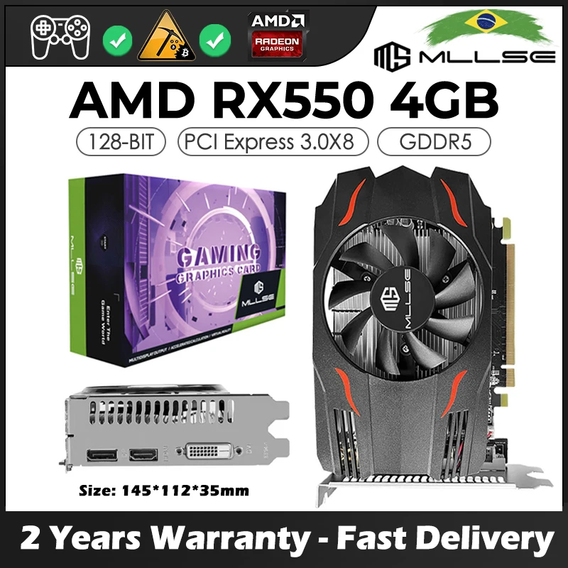 

MLLSE Gaming Graphics Card AMD Radeon RX 550 4GB GDDR5 128bit PCI-E 3.0 x8 14 NM GPU Видеокарта Desktops placa de video