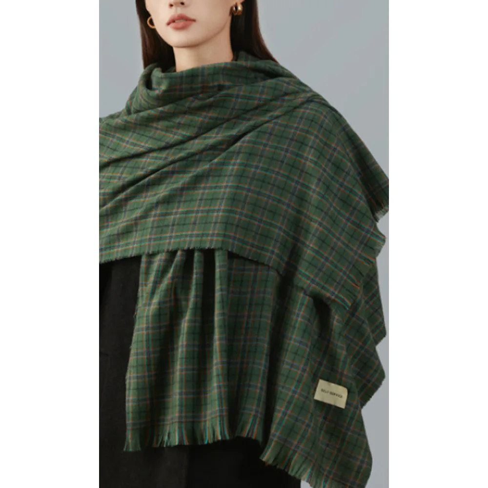 Sciarpa a quadri Scialle coreano verde vegetale in salamoia da donna Versatile di alta qualità Collo caldo spesso_voghion.com