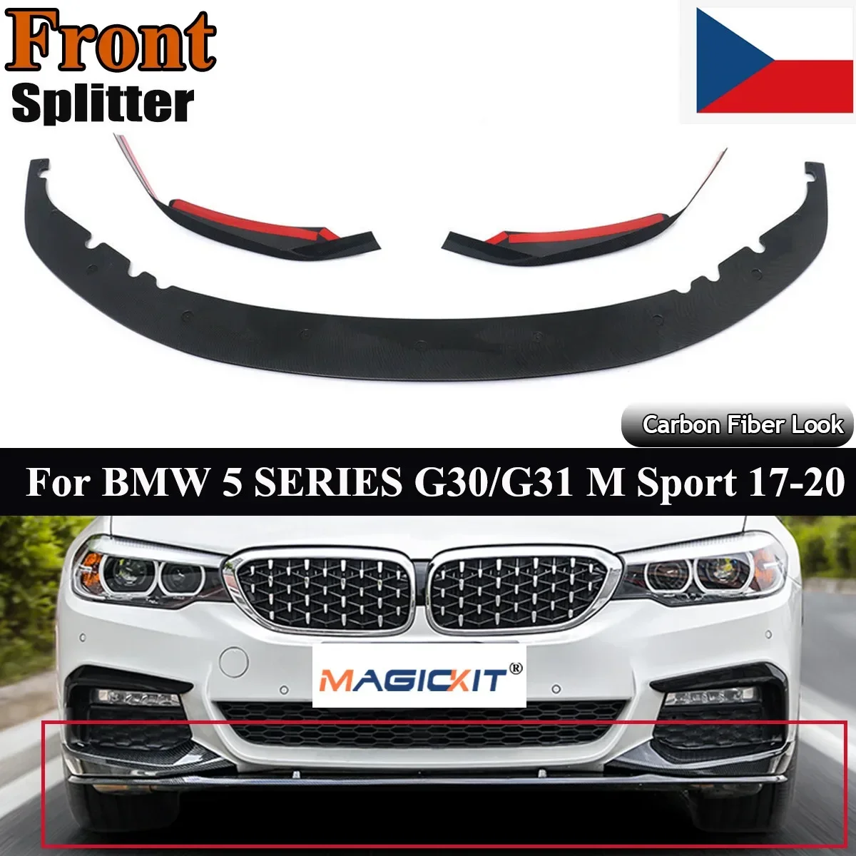 

Передний диффузор MagicKit для BMW 5 серии G30 G31 M SPORT, спойлер из углеродного волокна