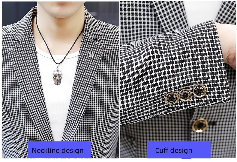 Description Picture 5 of itemNew boutique fashion trend casual suit men's suit Korean version slim handsome single west jacket men's small suit