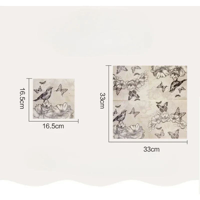 Colorful Flower Bird Butterfly Printing Foodgrade Paper Napkins Square Facial Tissue Hotel Restaurant Wedding Paper 20pcs/pac paper napkins