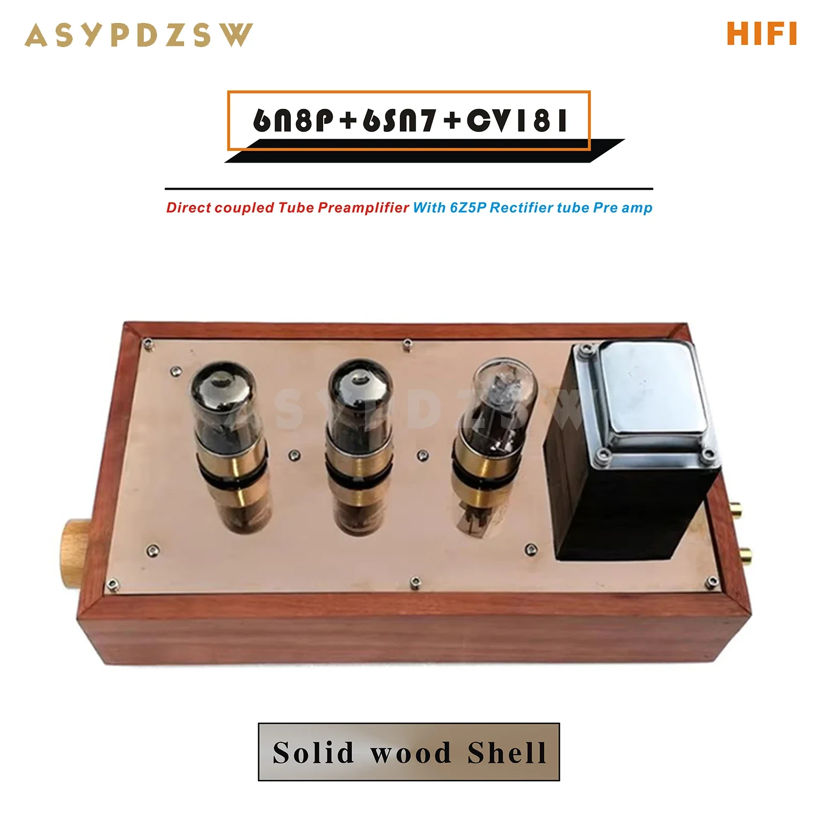 단단한 나무 쉘 HIFI 6N8P 직접 결합 튜브 프리 앰프 6N8P + 6SN7 + CV181 6Z5P 정류기 튜브 프리 앰프 포함