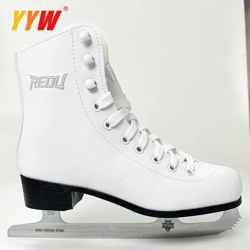Ice Figure Skates Comfortable with Ice Blade Thicken Men Women Kids PVC