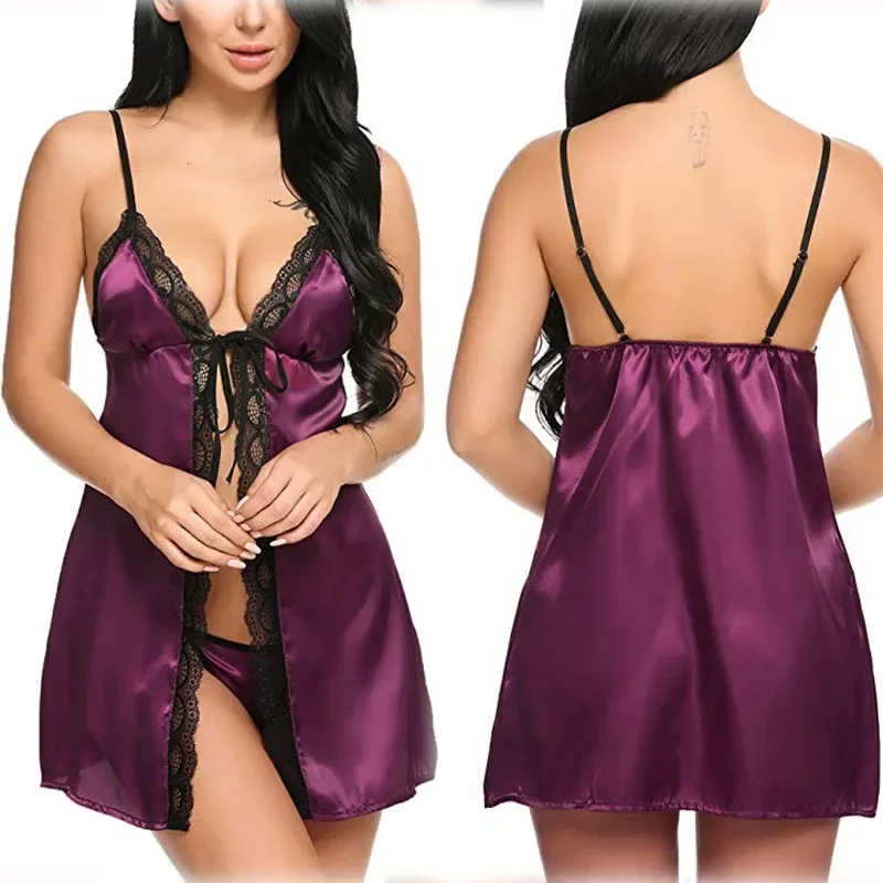 

Top Fashion Sexy Lace Women's Sling Nightdress European and American Sexy Lingerie Nightgown Sleepwear Lingerie Sleeping Dress