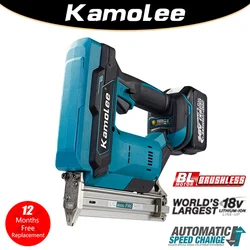 Kamolee Brushless 1022J Electric Concrete Nail Gun F30 Stapler Nailer Woodworking Lithium Battery For Makita