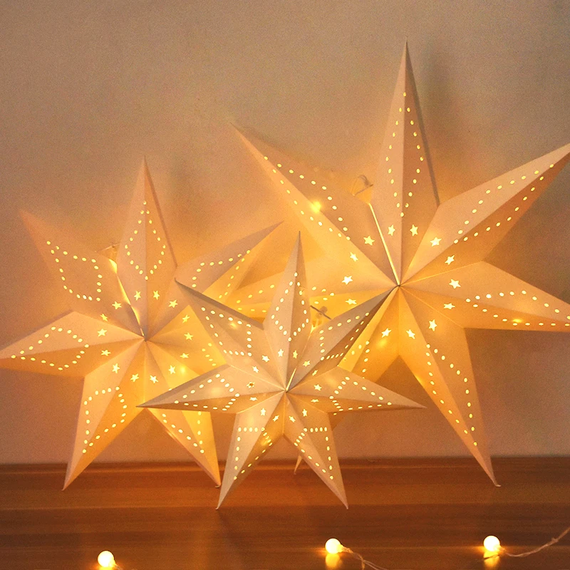 

30-60cm Hollow Out Star Lights Eid Mubarak Hanging Ornaments Kareem Ramadan Gift Decoration 2023 Islamic Muslim Party Decor