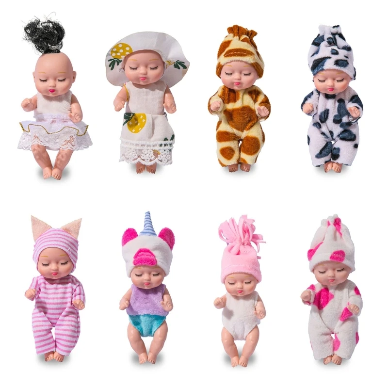 6pcs 11cm Mini Baby Bonecas adormecidas para meninas brinquedos renascido  bebês crianças olhos de brinquedo boneca de dormir fechada com terno de  roupa