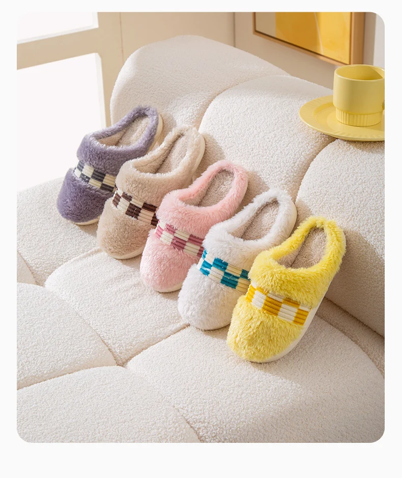 Comwarm Winter Warme Hausschuhe Für Frauen Männer Hause Flauschigen Pelzigen Hausschuhe Neue Mode Weiche Plüsch Plattform Nicht Slip Schlafzimmer Rutschen – Detail 38