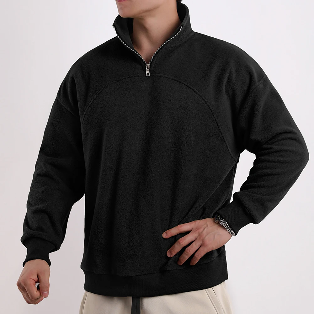 

Warm and Cozy Men\\\\\\'s Sweatshirts Fleece Soft Shirt Long Sleeve Casual Top with Stand Collar Various Colors Available