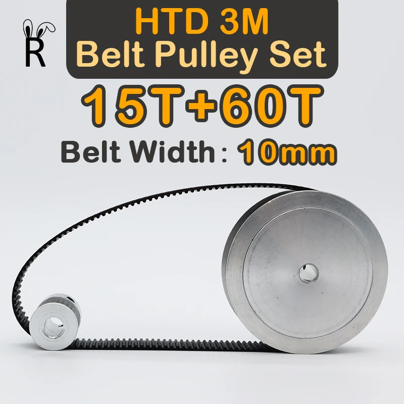 

15Teeth+60Teeth HTD 3M Pulley Set Belt Width 10mm Gear 15 Teeth 60 Teeth Synchronous Wheels Kit 15T 60T HTD3M Timing Pulley Set