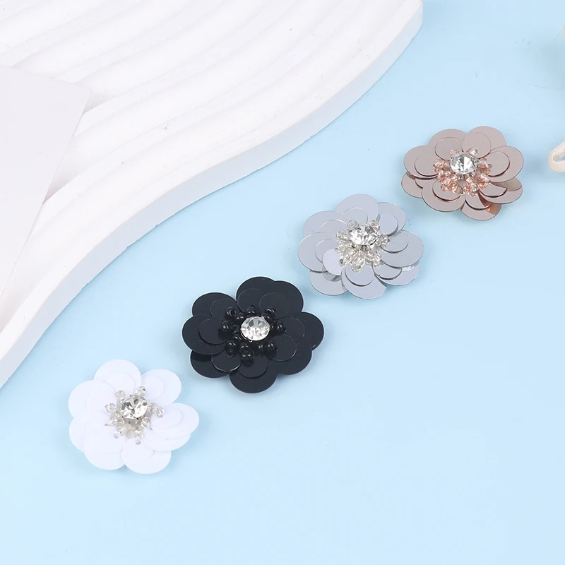 멀티 컬러 스팽글 비즈 꽃 천 페이스트 의류 모자 신발 양말 장식 패치 데칼, DIY 액세서리, 3 개