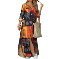 Robes pour femmes 2026 : Nouvelle mode, robe longue sexy à simple boutonnage, col à revers ample, printemps-automne, vêtements pour femmes, vestidos 2