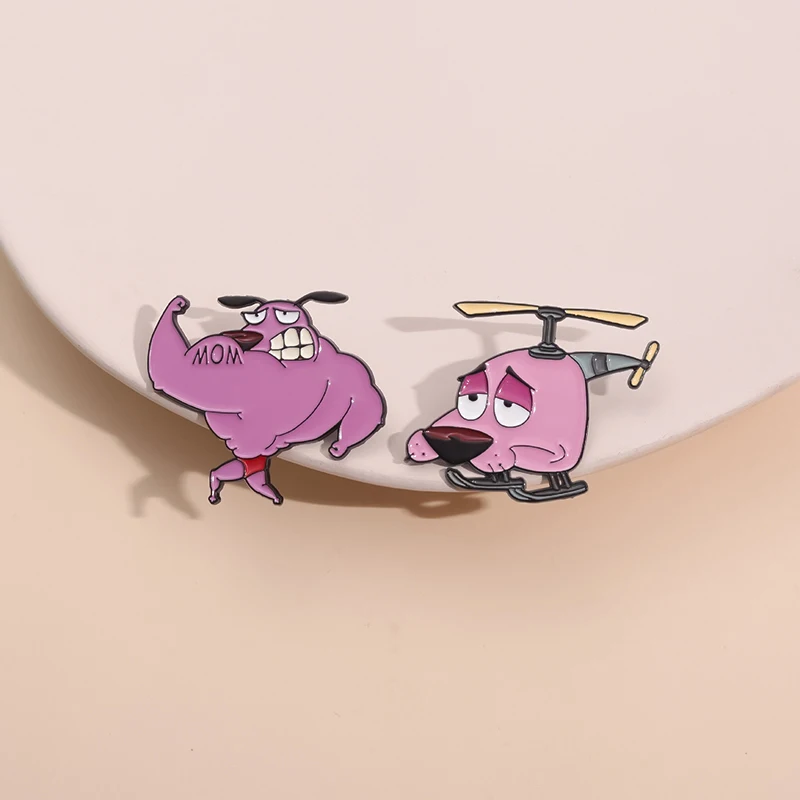 Cartoon Dog Enamel Pins Courage Cowardly Puppy Brooches Lapel Badge Fashion Jewelry Accessories Gift for Kids Friends