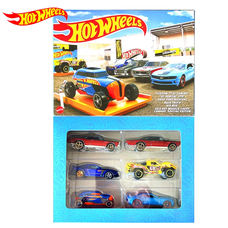 

Original Hot Wheels Car Themed Multipacks 6 Vehicles Diecast 1/64 Pontiac GTO Ford Mustang Kids Boys Toys for Children Birthday
