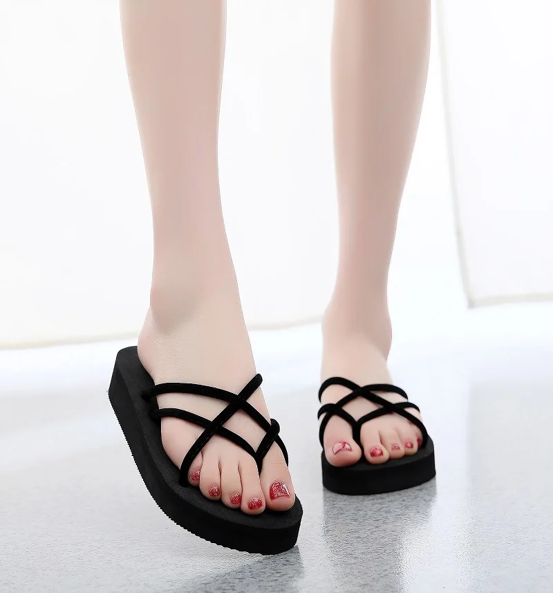 

Summer Women Slippers Outdoor Light Weight Cool Shoes Ladies Flat Flip-flop Black Non-slip Basic Home Sandals Chaussures Femme