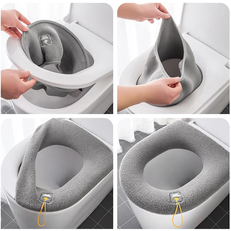 Universal Toilet Seat Cover Mat Winter Warm Soft Washable Closestool Mat Seat Case Toilet Pad Bidet Cover Bathroom Accessories