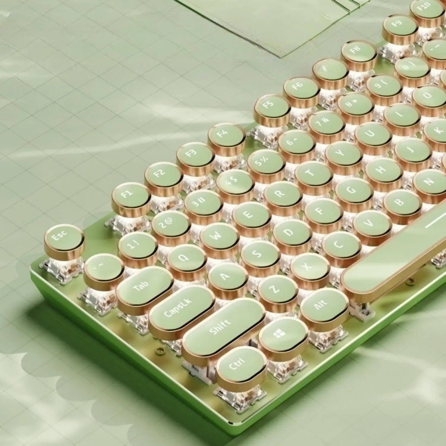 EWEADN V20 Typewriter Keyboard Wireless 104 Keys Mechanical with White Backlit Media Knob Tri-mode Wired Retro Keyboard