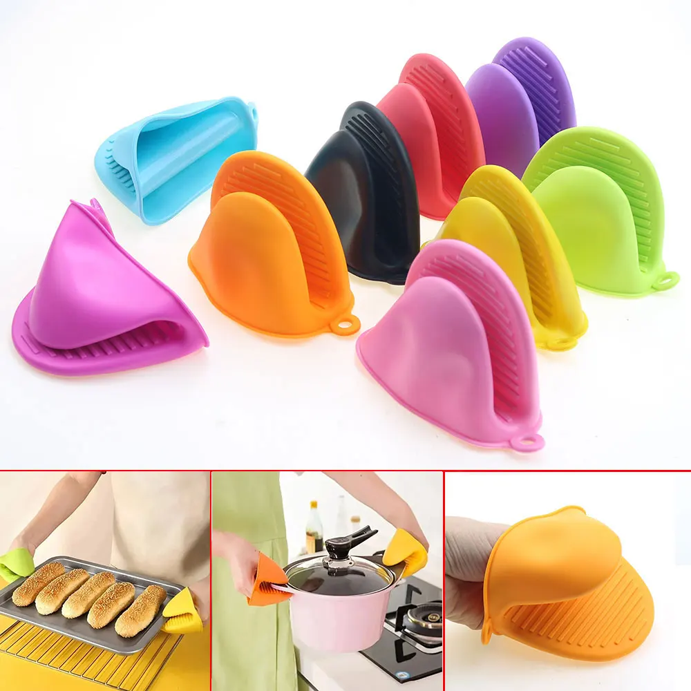 1PC Thick Silicone Oven Gloves Heat Resistant Anti-Scald Gloves for Cooking Pinch Grips Pot Holder Silicone Kitchen Accessories