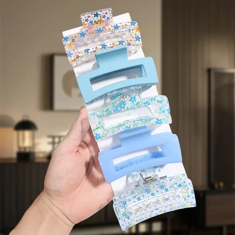 5 Stück einfacher, großer, hohler, quadratischer, vielseitiger Haarschmuck, geeignet für Geschenke auf der Rückseite, geeignet für dickes Haar