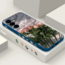 Elegant Pink Rose Flower Soft Phone Case - Stylish and Protective Cover - Galaxy S23 Ultra (A864 Blue)