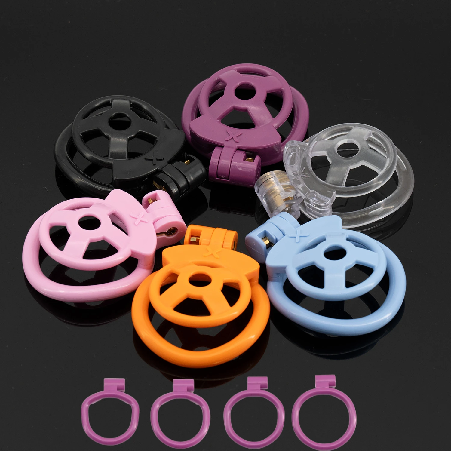 Flat Male Chastity Cage Mini Lightweight Cock Cage TS Penis Bondage Device Erotic Urethral Lock Sex Toy for Men 4 Curve Rings