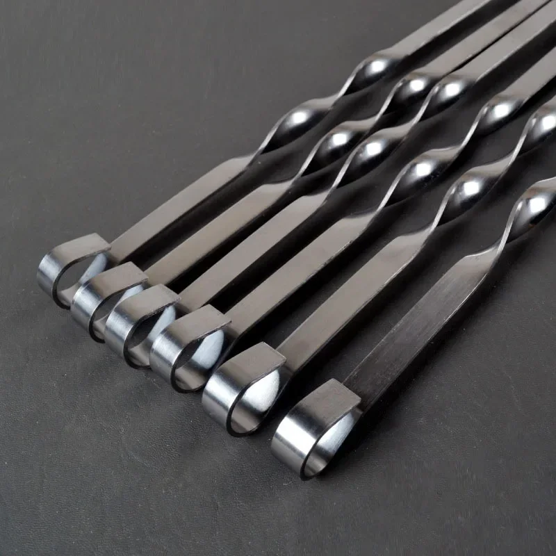 55cm BBQ Skewers Wood Stainless Steel Outdoor Tool