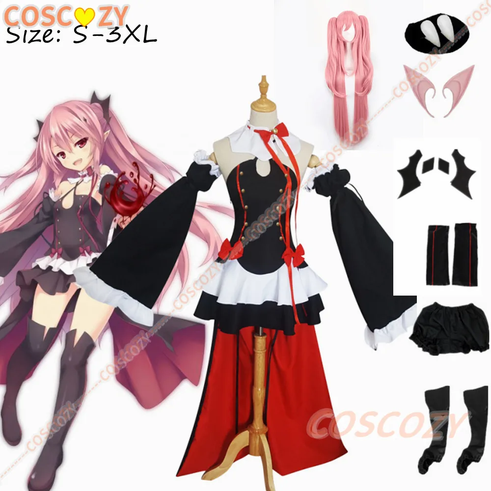 

Seraph Of The End Krul Tepes Cosplay Costume Anime Owari no Seraph Vampire Cosplay Teeth Ears Wig Halloween Clothes Women Outfit