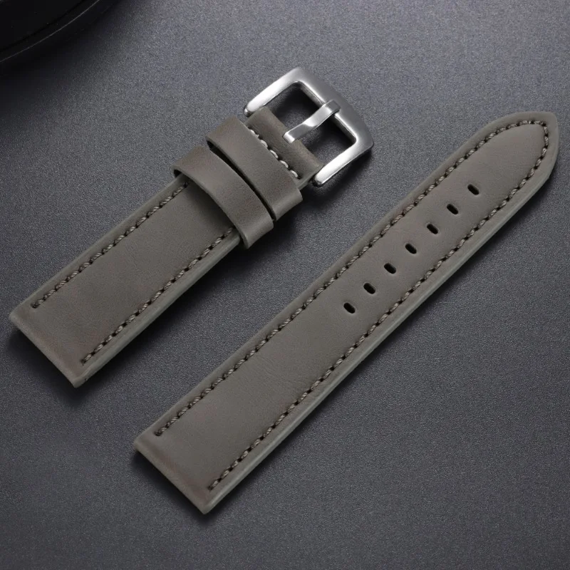 Premium Genuine Leather Watchband with Vintage Stitching – Universal Sport Strap