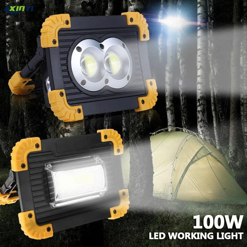 Super Bright COB Led Work Light Led Portable Spotlight Rechargeable for Outdoor Lampe Led Flashlight use 2*18650