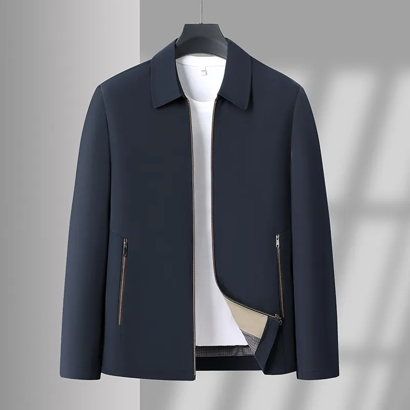 Veste noire à manches longues pour homme 2026 avec col rabattable