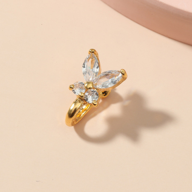 Crystal Butterfly Fake Nose Ring Non Piercing Clip On Nose Ring Indian Style Nose Cuff Fake Piercing Septum Nariz Jewelry