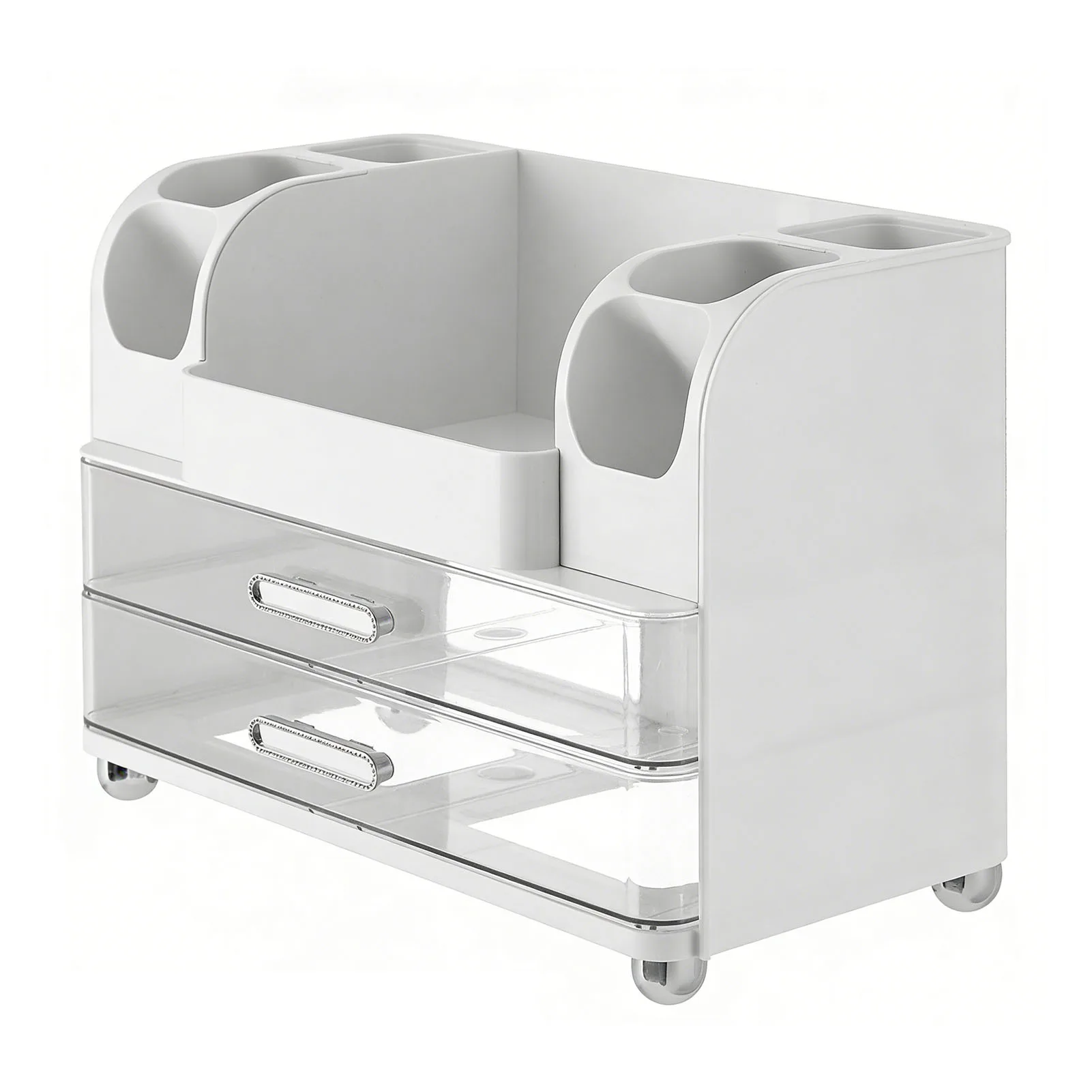 Makeup Organizer with Drawers Countertop Cosmetic Display Case with Brush Holder for Bathroom Countertop Skincare Perfume