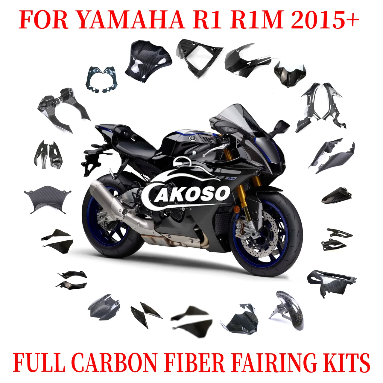 Motorcycle Modified for YAMAHA R1 R1M 2015+ Carbon Fiber Full Fairing ...