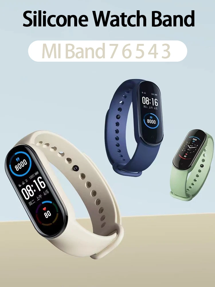 

Браслет силиконовый для Mi band 7 6 5, спортивный наручный ремешок для Mi band 7 6 4 3 5