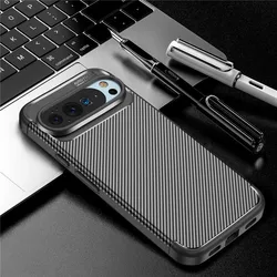 Carbon Fiber Silicone Protective Bumper Case - Enhanced Durability and Sleek Design for Black (For Pixel 8)