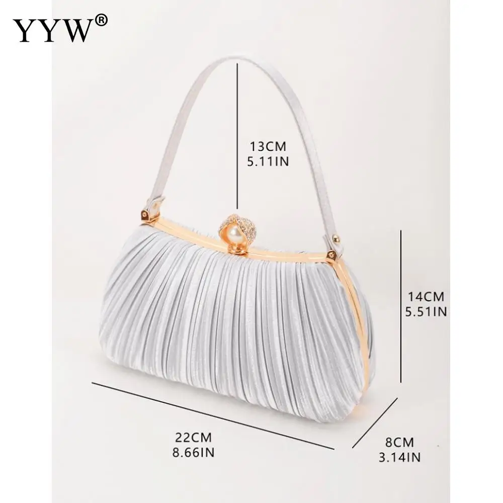 Luxury Black Pleat Evening Bag Handbags Banquet Clutch For Female Crossbody Chain Bags Formal Cocktail Party Handbag and Purse