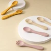 2PCS BPA Free Soft Silicone Spoon Fork Feeding Set Baby Feeding Solid Food Spoon Toddlers Cutlery For Children Tableware 4