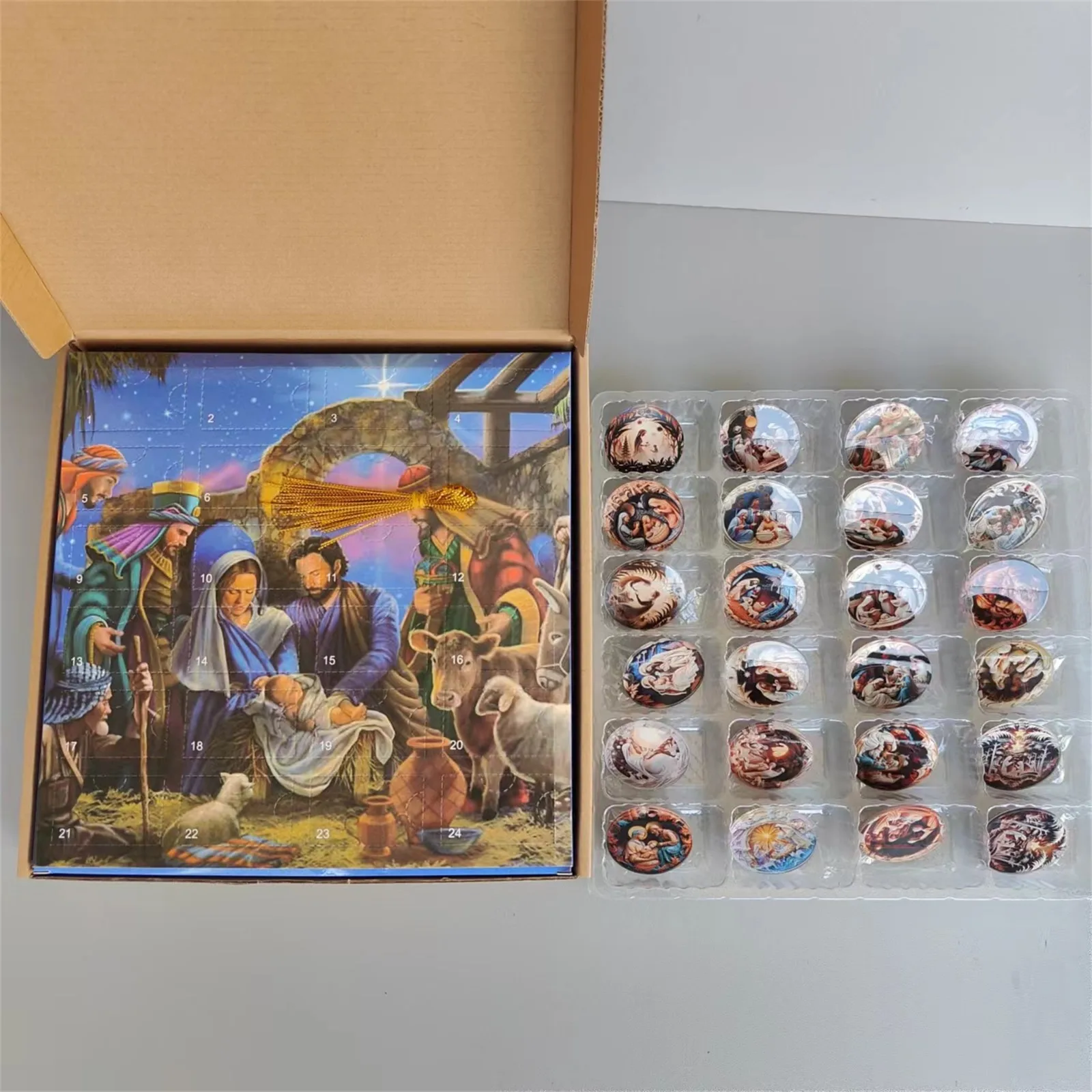 Christmas Advent Calendar Blind Box Nativity Scene Ornaments Hanging Ornament Nativity Scene Tree Ornaments
