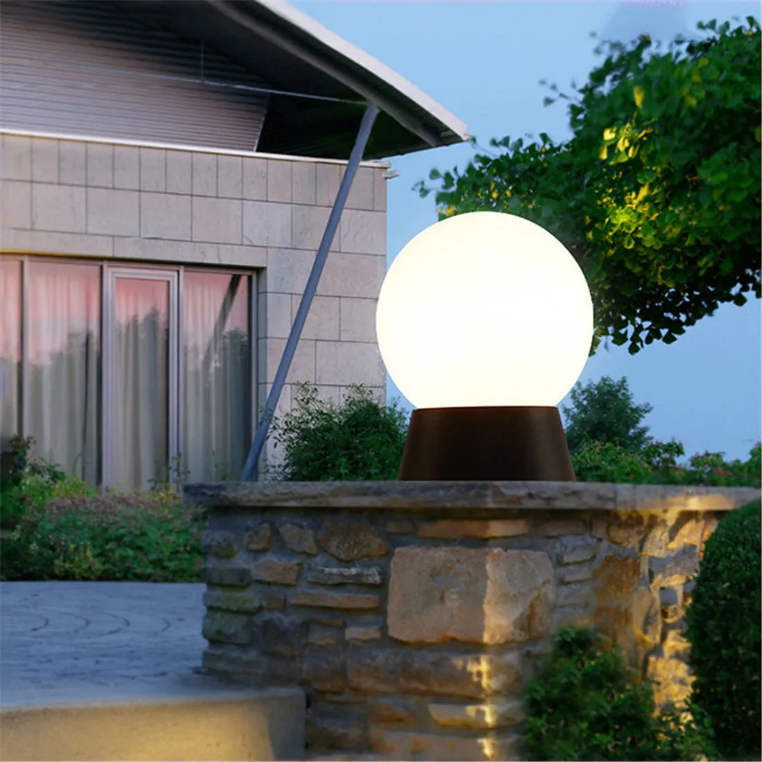 Outdoor Post Lamp Black Globe Shade Deck Lights Anti UV Fence Pillar Light for Yard Porch Dock Exterior Lantern Lighting 6