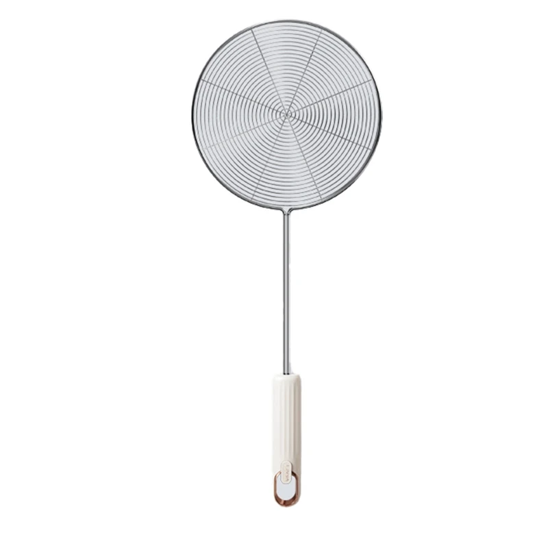 

Stainless Steel Strainer Household Oil Colander Kitchen Dumpling Noodle Hot Pot Scoop Filter Screen Drain Oil Tool White