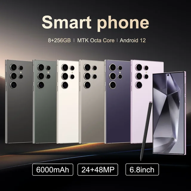 S25 Pro, téléphone intelligent Android, 6.8 pouces, 8 + 256GB ROM, double SIM, téléphone portable, Google Play Store, 24 + 48MP, 6000mAh, téléphones portables 2
