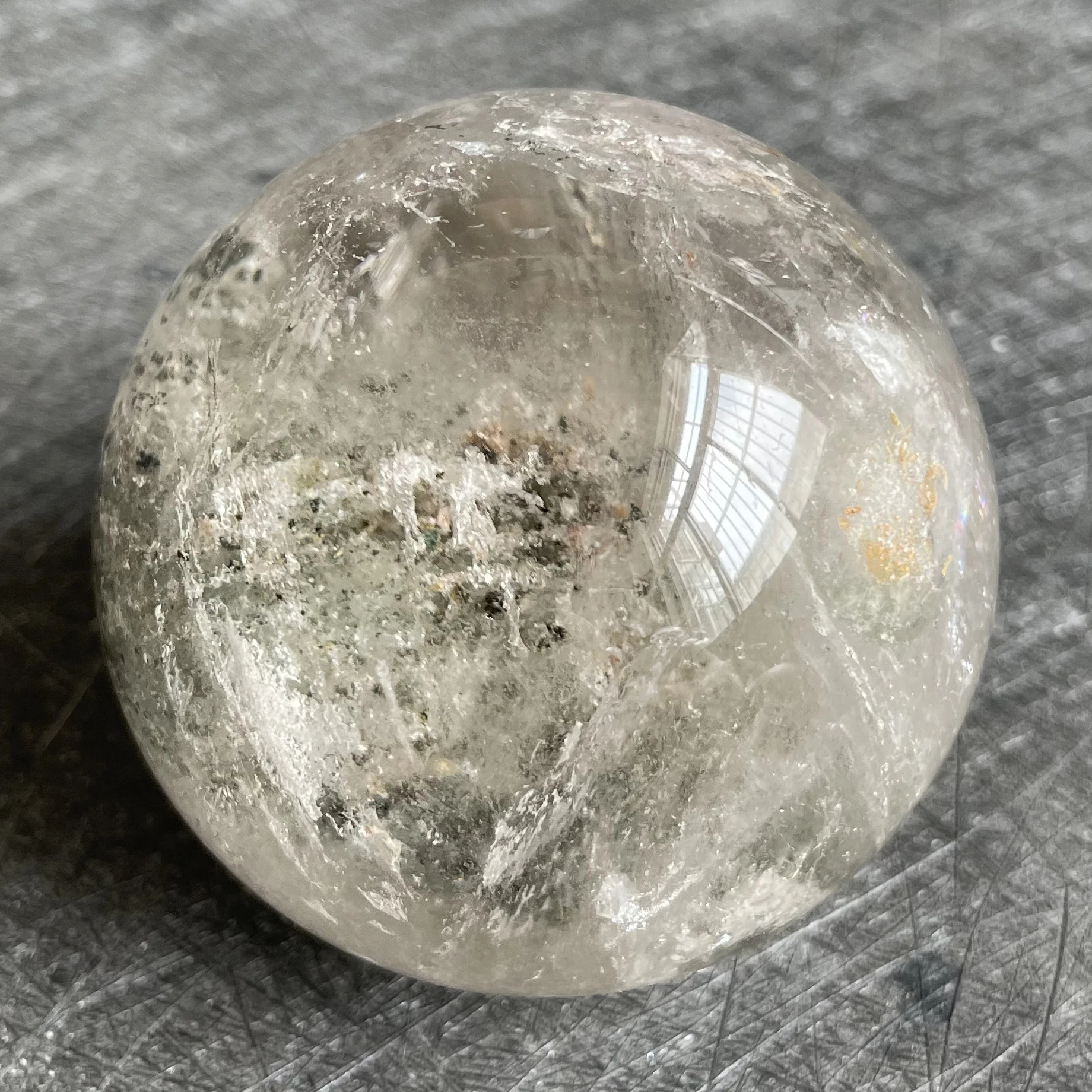 

319g Natural Crystal Ball Green Phantom Sphere Rock Decoration Rough Polished Quartz Stone Healing
