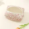 Quilted Makeup Bag Floral Cosmetic Bag Aesthetic Cute Travel Toiletry Bag Organizer cotton Makeup Brushes Storage Bag 4