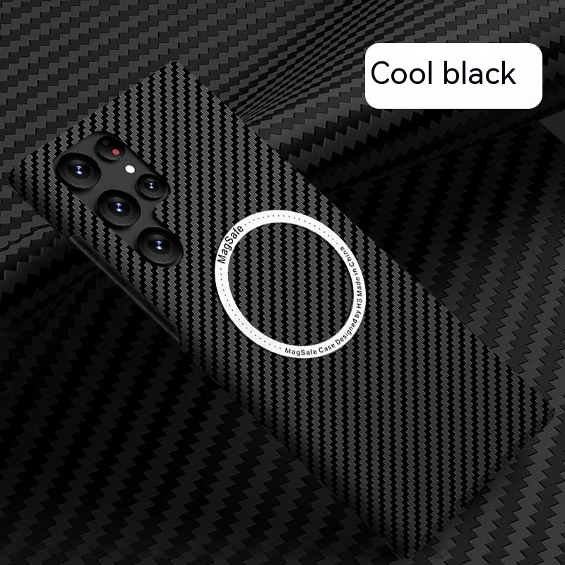 Carbon Fiber Textured Magnetic Phone Case with Shock and Wear Protection